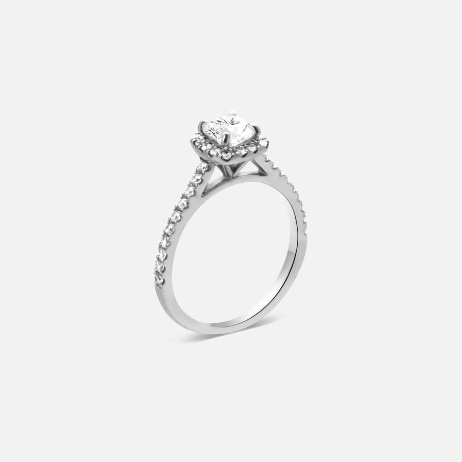 0,5ct Cushion Halo Diamond Ring