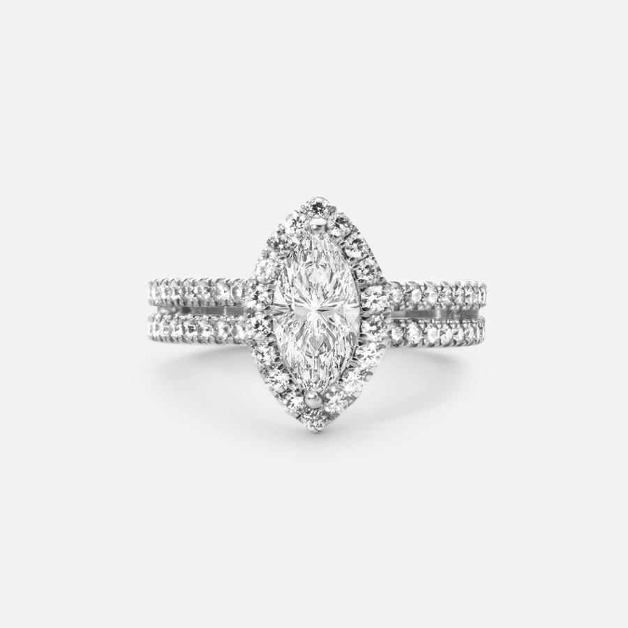 1ct Marquise Halo Diamond Ring