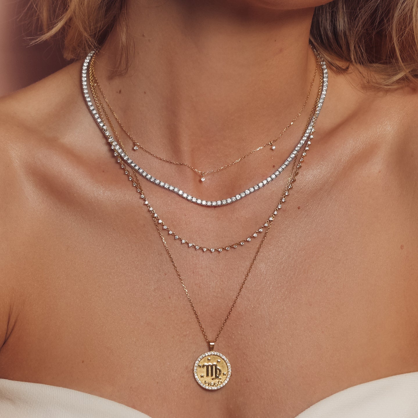 Diamond Line Choker Necklace