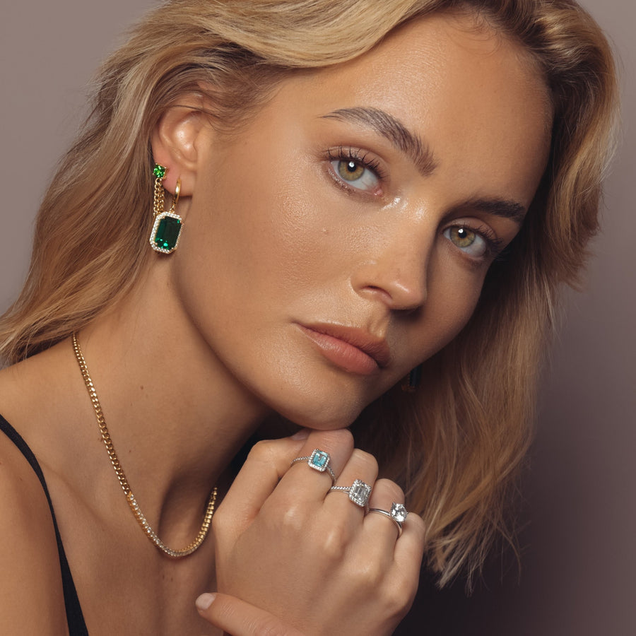 1,6ct Emerald Halo Diamond Ring