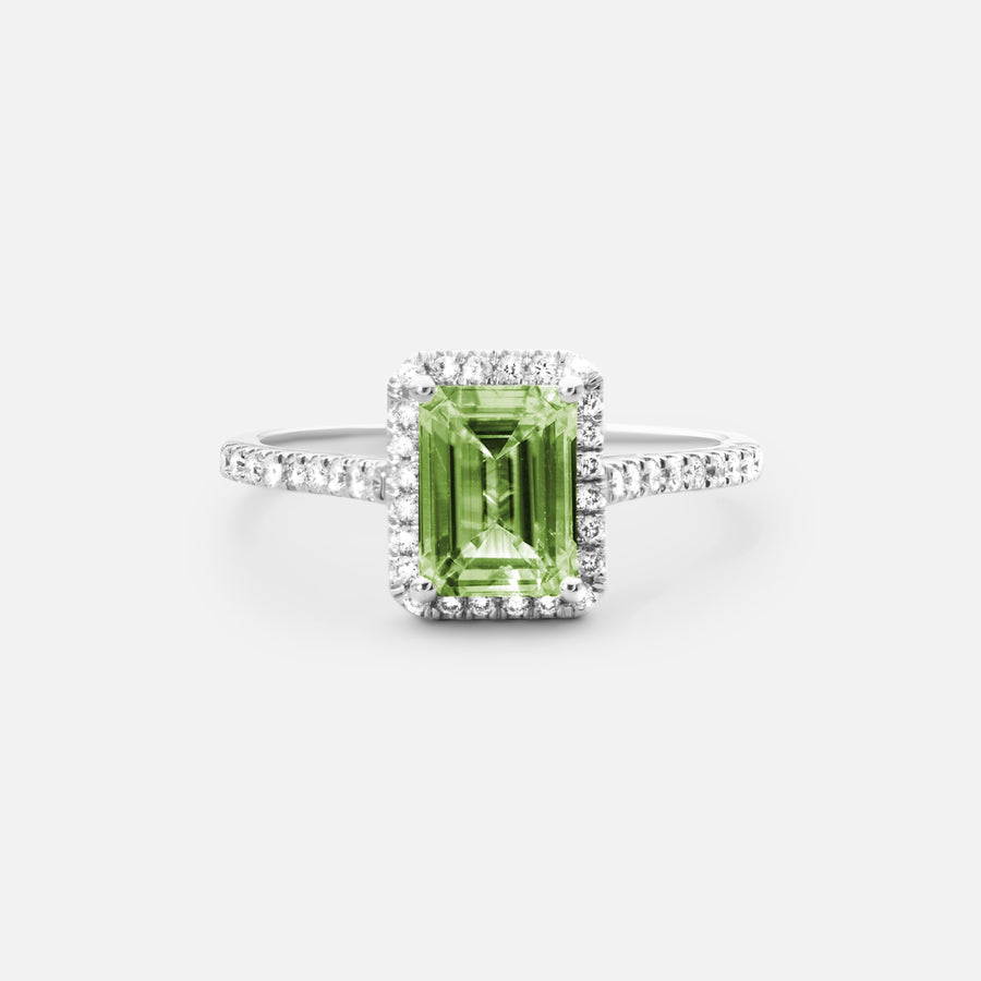 Green Peridot Diamond Ring