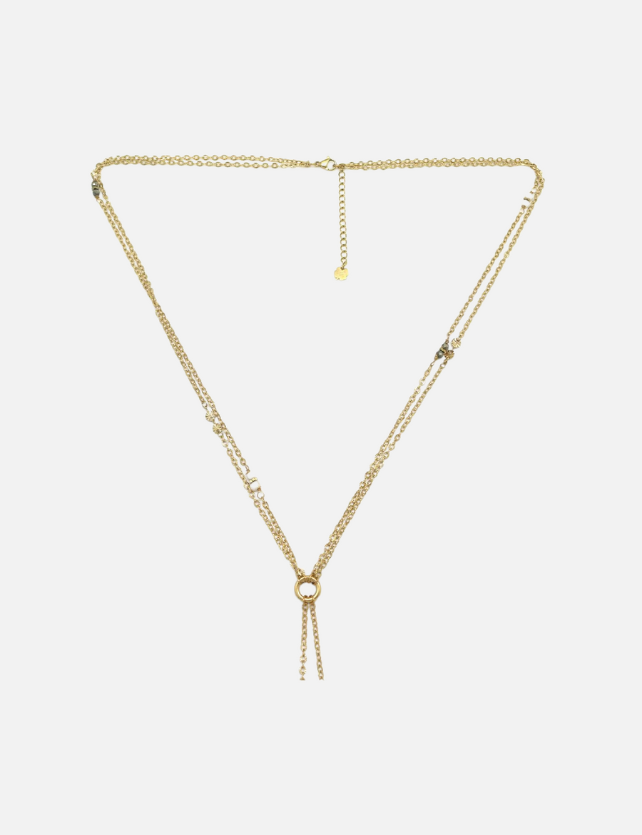 Tassel green gold necklace