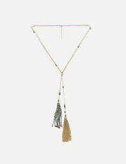 Tassel green gold necklace