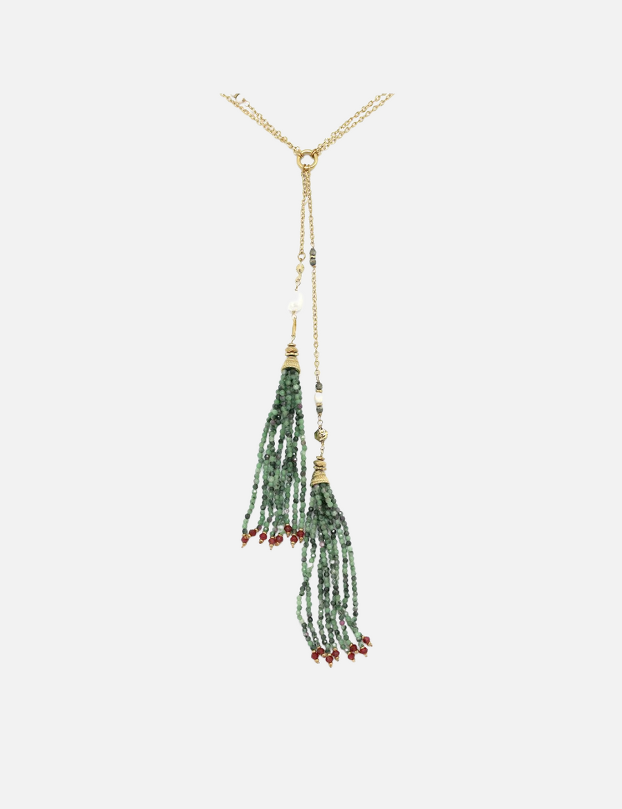 Tassel green necklace