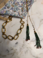 Tassel green necklace