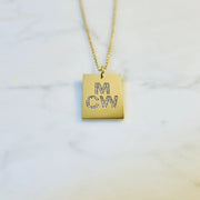 Mens Gold Tag Diamond Letter Necklace