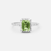 Green Peridot Diamond Ring