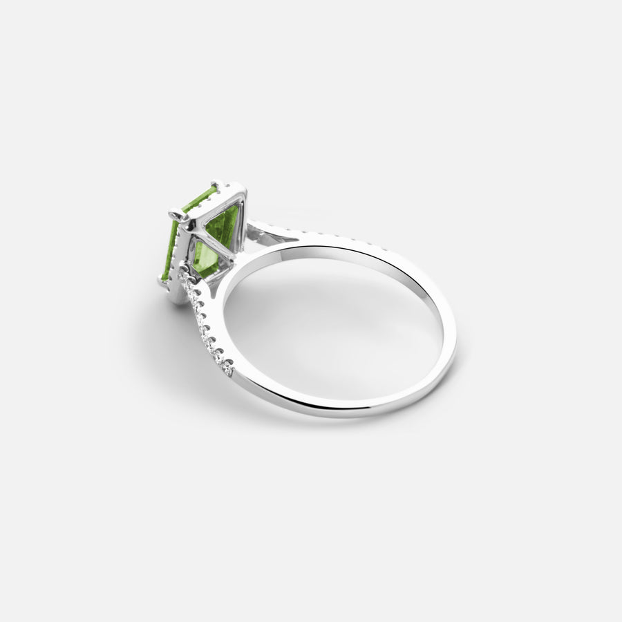 Green Peridot Diamond Ring